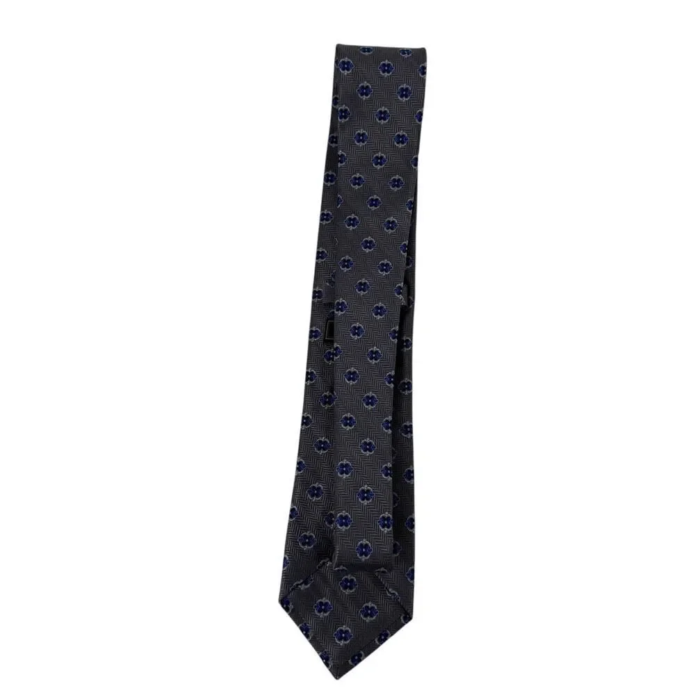 JoS A Bank Reserve Necktie Silk LONG Gray Blue Floral Woven Pointed 3 in Wide